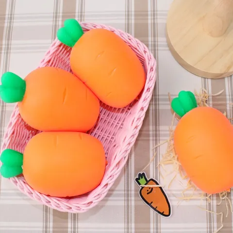 Giocattolo da Spremere a Forma di Carota TPR Rimbalzo Lento Sollievo dallo Stress per Bambini Adulti Simulazione Cibo Squishy