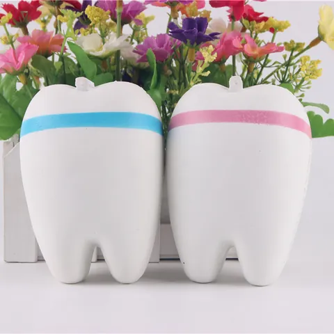 Süßes Cartoon Zahn Squishy Slow Rebound Stressabbau Spielzeug Weicher PU Schaum Squeeze Spielzeug Mit Smiley Gesicht Für Kinder Erwachsene