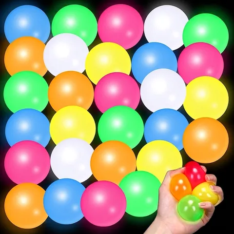 Palle Appiccicose Fluorescenti che Si Illuminano al Buio Antistress in TPR per Soffitto Giocattolo Sensoriale Fidget Bambini Adulti