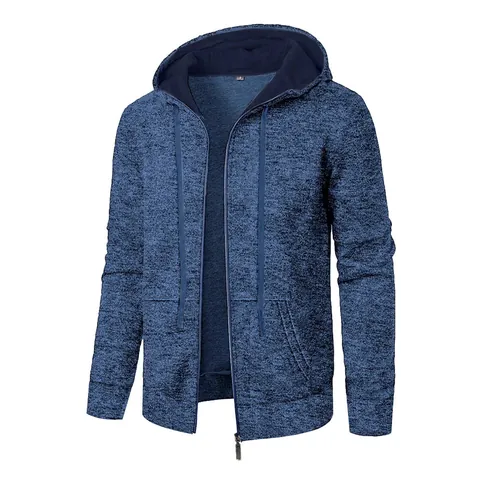 Herren Jacquard Hoodie Cardigan Full Zip Sport Fitness Casual Meliert Strickjacke Langarm Kapuzenjacke Oberteil
