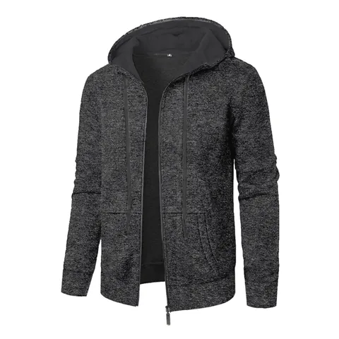Herren Jacquard Hoodie Cardigan Full Zip Sport Fitness Casual Meliert Strickjacke Langarm Kapuzenjacke Oberteil