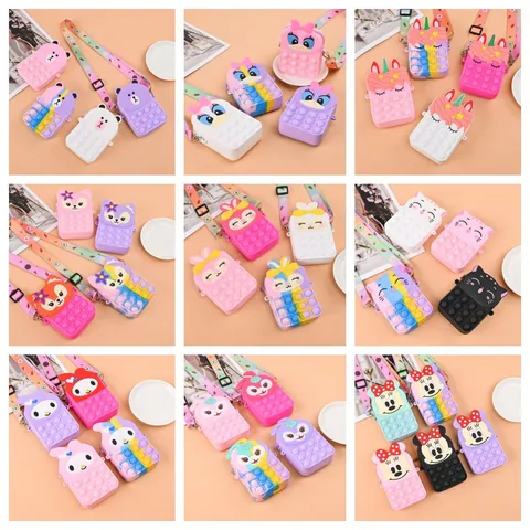 Girl'S All Seasons Silica Gel Cartoon Cute Square Zipper Small Wallet