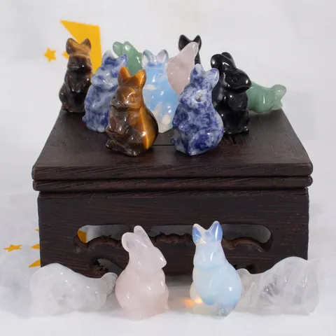 Natürliche Kristall Hase Figur Handgeschnitzte Edelstein Bunny Statue Mini Tier Skulptur Für Ostern Home Dekor Geschenk