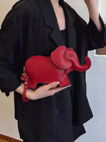 Exquisite Süße Elefantenform PU Leder Umhängetasche Für Damen Frühling Neue Einfache Vielseitige Cartoon Tier Schulterhandtasche Mit Quaste