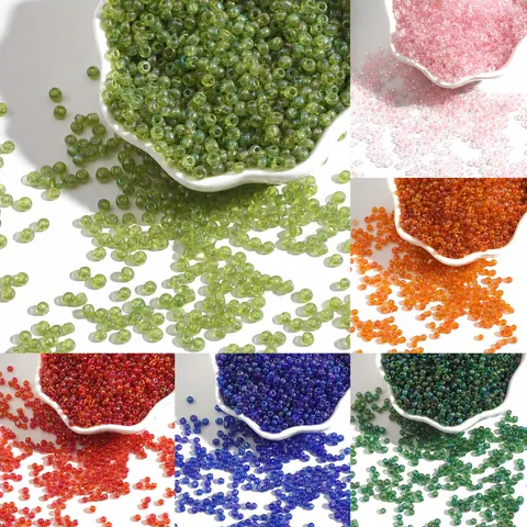 Colorful Glass Seed Beads For DIY Jewelry Making Iridescent Loose Round Beads For Bracelet Necklace Making Handmade Craft Accessories