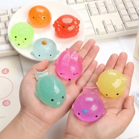 Glitzer Tier Mochi Squishy Spielzeug Groß TPR Stressabbau Spielzeug Für Kinder Erwachsene Weich Süß Cartoon Sensorisch
