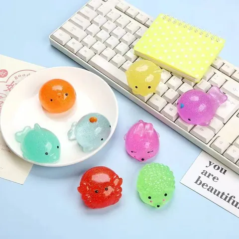Glitzer Tier Mochi Squishy Spielzeug Groß TPR Stressabbau Spielzeug Für Kinder Erwachsene Weich Süß Cartoon Sensorisch