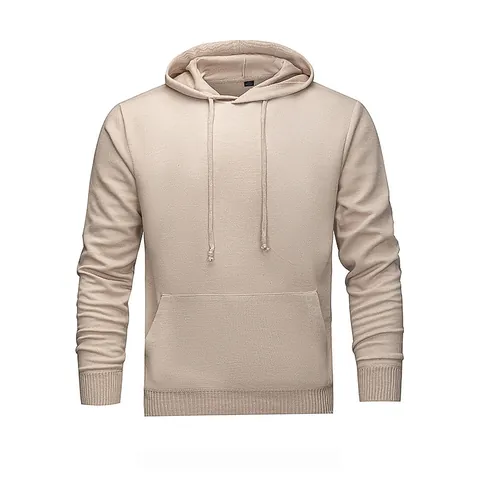Herren Einfarbig Pullover Hoodie Minimalistisch Polyester Langarm Sweatshirt Mit Kängurutasche Casual Hoodie Für Männer