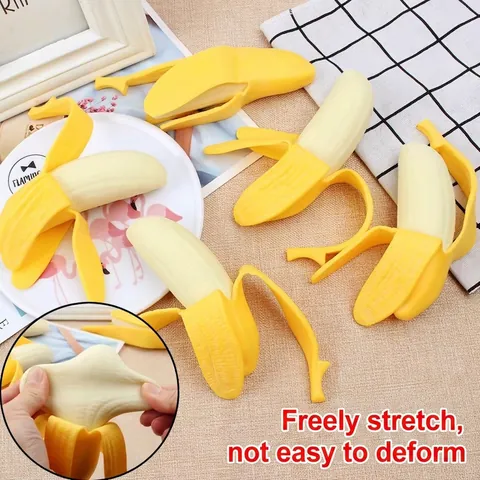 Juguete Blando de Banana Pelada Alivio del Estrés Creativo Simulación de Frutas Juguete Suave de Ventilación para Adultos y Niños