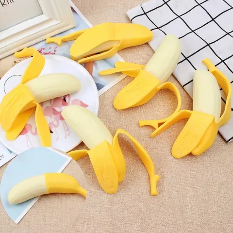 Giocattolo Squishy Banana Sbucciata Realistico per Sollievo dallo Stress Divertente Giocattolo da Spremere Frutta Finta per Adulti