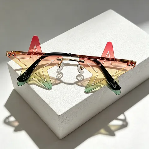 Mode Vijfpuntige Ster Zonnebril Metalen Frame AC Lenzen Nieuwigheid Kerstmis Feest Decor Brillen Voor Heren Dames Trendy Brillen