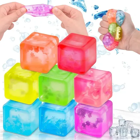 Snowflake Ice Cube Squishy Toy Transparent Stress Relief Squeeze Toy Maltose Gel Decompression Toy For Kids Adults Office Ornaments