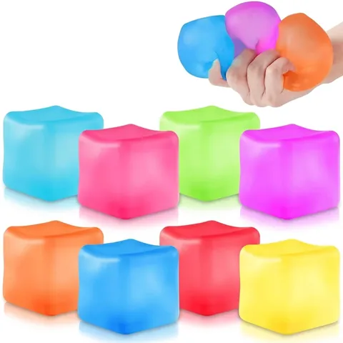 Snowflake Ice Cube Squishy Toy Transparent Stress Relief Squeeze Toy Maltose Gel Decompression Toy For Kids Adults Office Ornaments