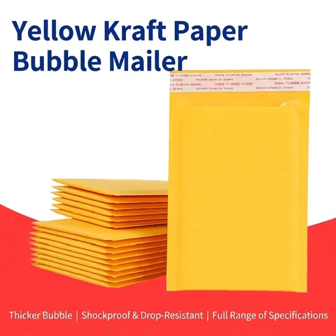 Sobres de Burbujas de Papel Kraft Amarillo Bolsas de Envío Acolchadas Antigolpes Autoadhesivas para Logística Ropa Suministros de Oficina