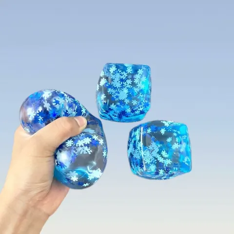 Christmas Ice Cube Squishy Toy Maltose Filled Stress Relief Sensory Squeeze Toy With Sequins Clear Cube Christmas Gifts For Kids Adults