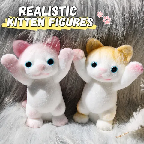 Cute Raising Hands Cat Squishy Toy TPR Flocked Kitten Stress Relief Squeeze Toy Mini Pet Ornament For Kids And Adults
