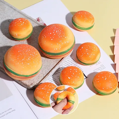 Realistic Simulation Hamburger Squishy Toy Slow Rebound TPR Stress Relief Squeeze Fidget Toy For Office Desk Decor Adults Teens Gift