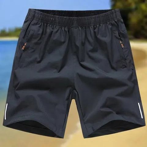 Men Ice Silk Quick Dry Shorts Reflective Casual Athletic Elastic Waist Drawstring Breathable Summer Outdoor Sports Pants