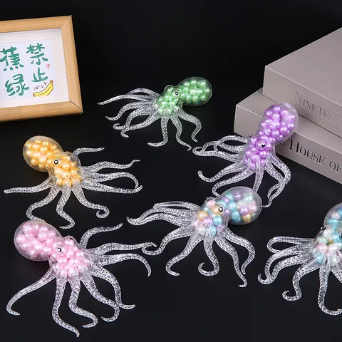 Veelkleurige Octopus Squishy Speelgoed Kralen Gevulde Stressvermindering Knijpspeelgoed TPR Trage Terugslag Cartoon Sensorisch Speelgoed