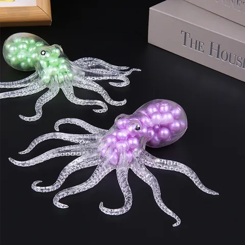 Veelkleurige Octopus Squishy Speelgoed Kralen Gevulde Stressvermindering Knijpspeelgoed TPR Trage Terugslag Cartoon Sensorisch Speelgoed