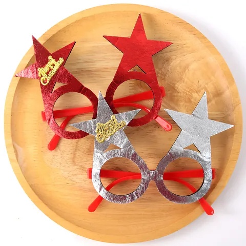 Christmas Glitter Fabric Party Glasses Frame 2026 New Year Reindeer Snowflake Star Festive Decorative Eyewear Props For Kids Adults Party