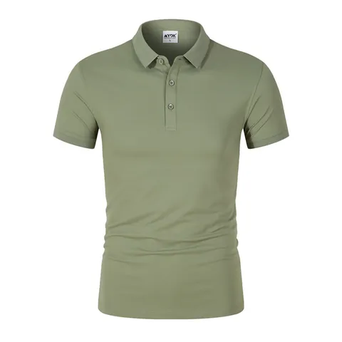 Polo da Uomo Estiva in Seta di Ghiaccio Rinfrescante Traspirante Asciugatura Rapida Manica Corta Revers Top Business Casual Tinta Unita