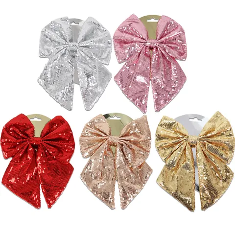 Glitzer Pailletten Weihnachten Schleife Baum hängen Dekoration DIY Urlaub Party Glanz Stoff Schleifenknoten Baum Schmuck