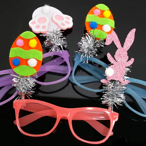 Montura de Gafas Luminosas de Pascua con Conejo y Pollito de Dibujos Animados Decoración de Fotografía de Fiesta de Festival