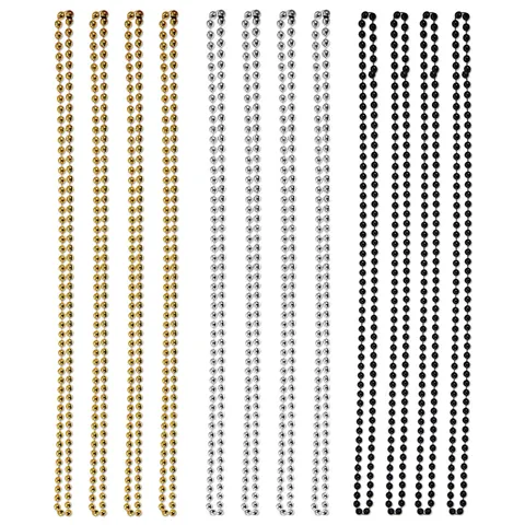 Electroplated Plastic Round Bead Necklace For New Year Party Black Gold Silver Fashion Jewelry Festive Event Decoration