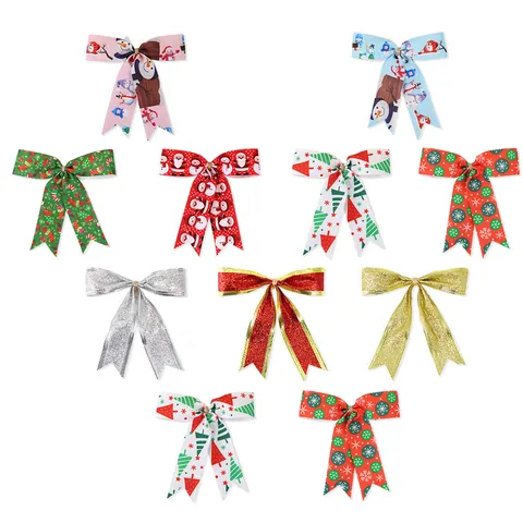 Fiocco Natalizio Glitterato Ornamento Sospeso Babbo Natale Pupazzo di Neve per Decorazione Albero di Natale Casa Festa Accessorio DIY