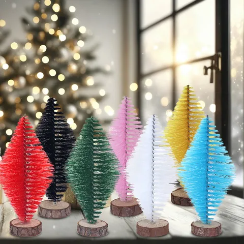 Mini Raute Kiefernnadel Weihnachtsbaum Tischdekoration Mit Holzsockel Künstlicher Kleiner Baum Für Feiertags Heimdekor