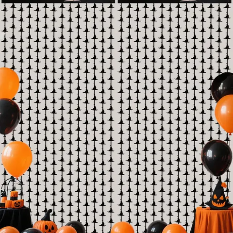 Tenda a Frange in Stagnola con Cappello da Strega di Halloween Fondale per Feste Tenda da Porta per Compleanno Decorazione