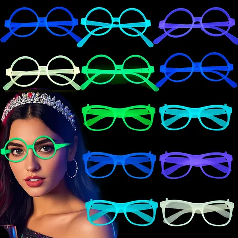 Neon Fluoreszierende Partybrille Leuchtender Rahmen Glow In The Dark Kunststoff Brillen Nachtclub KTV Tanzparty Kostüm Requisiten