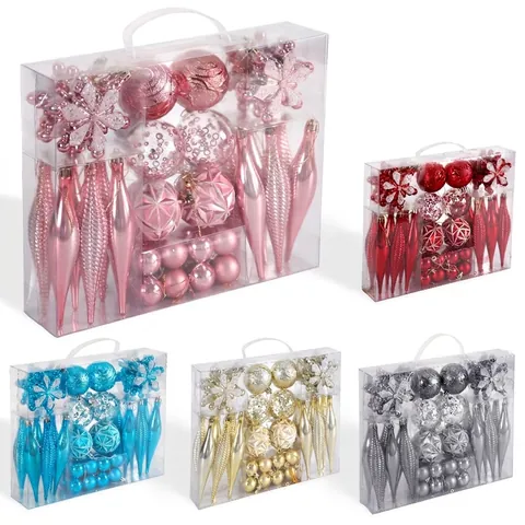 Ensemble de 40 Pendentifs de Noël en PVC Boules Électroplaquées Pendentifs Étoile Flocon de Neige pour Décoration de Sapin de Noël