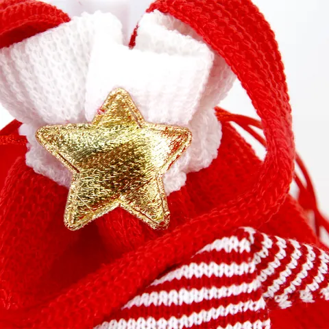 Sac Cadeau de Noël à Bonbons en Tissu Tricoté avec Cordon Père Noël Bonhomme de Neige Renne Décoration d'Arbre de Noël