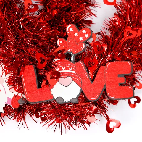 Valentijnsdag Hart Krans LED Gloeiende Slinger Krans Met Kabouter Liefde Kiss Me Lippen Voor Bruiloft Feest Muur Decoratie