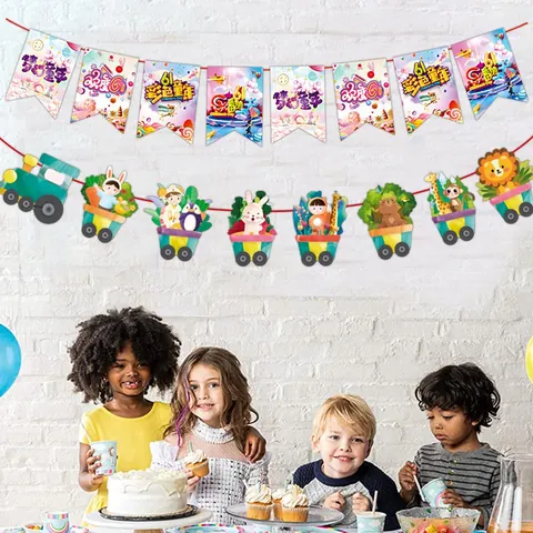 Cartoon Tier Papier Banner Kindertag Dekoration Klassenzimmer Einkaufszentrum Party Hängende Girlande Bunte Dinosaurier Zug Thema Dekor