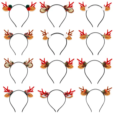 Kerst Rendier Gewei Hoofdband Met Bellen En Strikken Feestelijke Bosstijl Elchhoorn Haaraccessoire Voor Vrouwen Kinderen Feestdecoratie