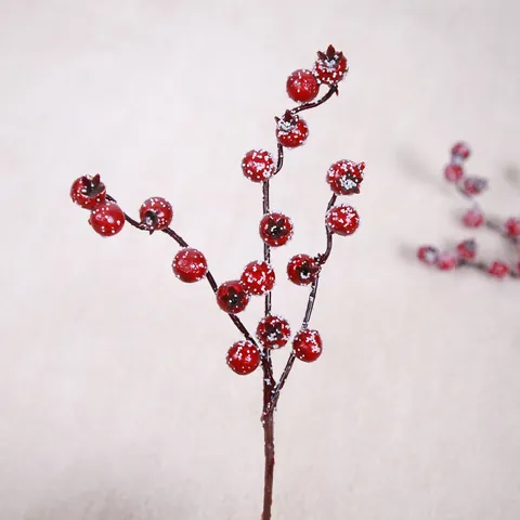 Ramo di Bacche di Natale Artificiali Bacche di Melograno Rosse Smerigliate per Decorazione Albero di Natale Ghirlanda Fai da Te Oggetti di Scena per Fotografia