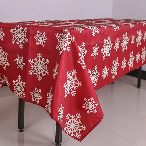 Tovaglia Natalizia con Fiocchi di Neve Rettangolare in Poliestere per Tavolo da Pranzo Festa Decorazione Festiva Casa Cucina