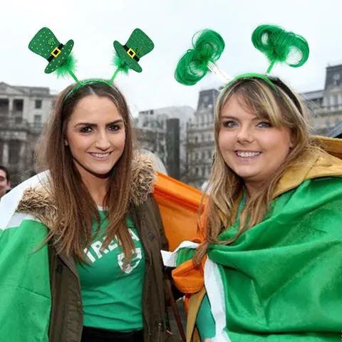 Diadema del Día de San Patricio Decoración de Fiesta del Festival Irlandés Verde Sombrero de Trébol Olla de Oro Accesorios