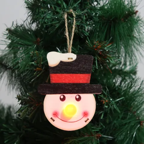 LED Weihnachten Holz Anhänger Weihnachtsmann Schneemann Rentier Cartoon Charakter Baum Dekorationen Für Feiertag Zuhause Party