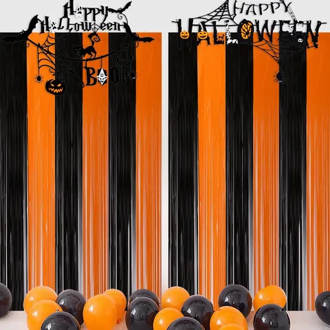Halloween Banner Set Vilt Vleermuis Pompoen Spinnenweb Horror Franje Gordijn Voor Feest Achtergrond Decoratie Huis Wanddecoratie