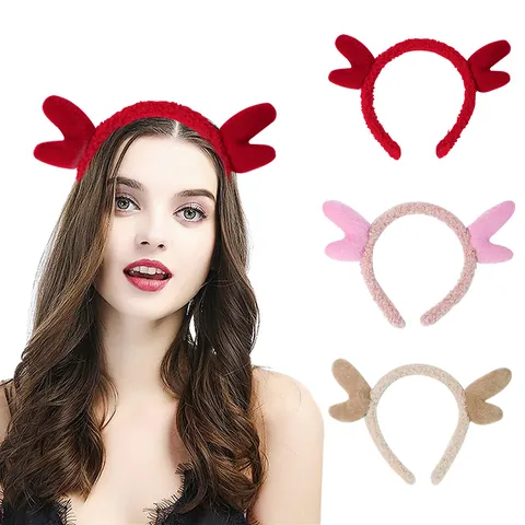 Weihnachten Geweih Haarreif Plüsch Lammwolle Rentier Ohr Haarreif Für Kinder Damen Party Dekoration Kopfschmuck Accessoire
