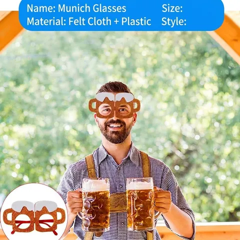 Occhiali Fantasia da Festa dell'Oktoberfest con Boccale di Birra Accessori per Servizi Fotografici in Stile Bavarese per Carnevale di Monaco