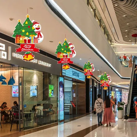 Addobbi Natalizi a Cartone Animato Stampa a Colori Babbo Natale Pupazzo di Neve Renna Decorazioni Appese in Carta per Soffitto Centro Commerciale Casa Festa