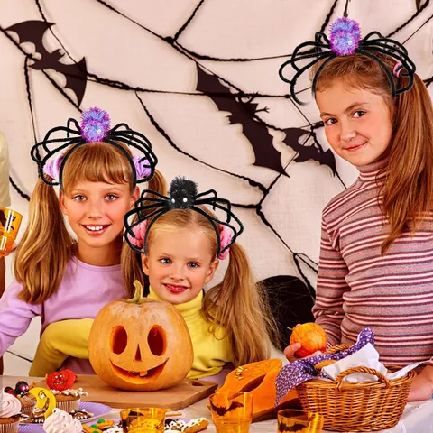 Cerchietto a Forma di Ragno di Peluche per Halloween per Bambini Adulti Spaventoso Ragno con Glitter Cerchietto per Capelli Festa Cosplay Costume Accessori per Capelli Decorazioni