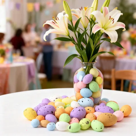 Œufs de Pâques Tachetés Colorés Œufs en Mousse de Simulation pour Décoration de Table de Fête Festival Ornement de Maison Cadeau Enfants