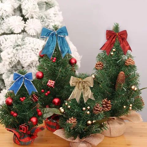 Kerst Glitter Strik Decoratie Voor Feestelijke Boom Ornamenten Feestelijke Decoratie Plastic Glinsterende Lint Strikken