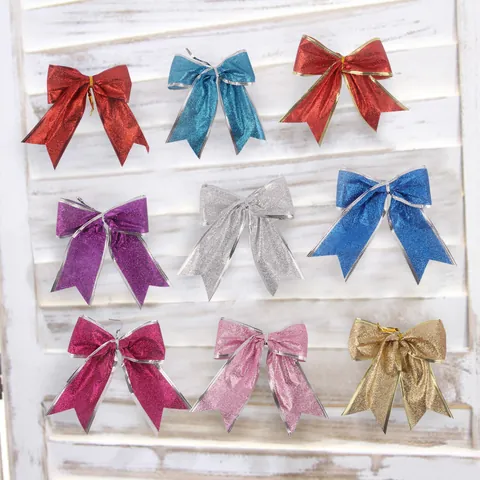 Kerst Glitter Strik Decoratie Voor Feestelijke Boom Ornamenten Feestelijke Decoratie Plastic Glinsterende Lint Strikken